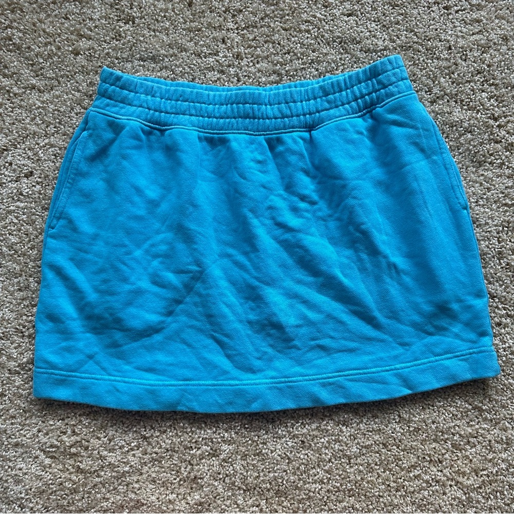 Aerie Teal Terry Cloth Mini Skirt Elastic Waist Medium
